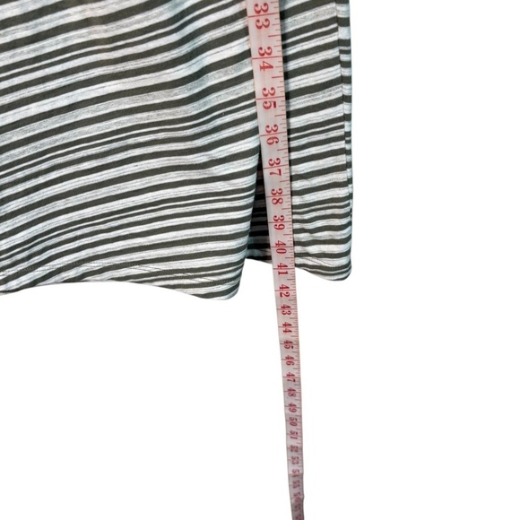 TALBOTS 100% Cotton Side Tie Shift Dress  - SUNDAY MORNING STRIPE Green / Cream - Picture 7 of 9